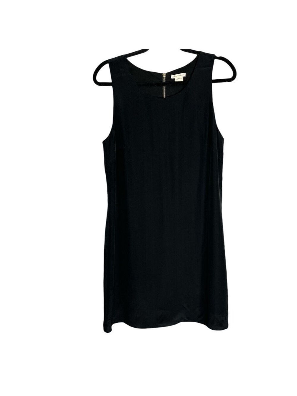 Mercer & Madison Black Silk Sleeveless Sheath Dress Exposed Gold Zipper, size 8